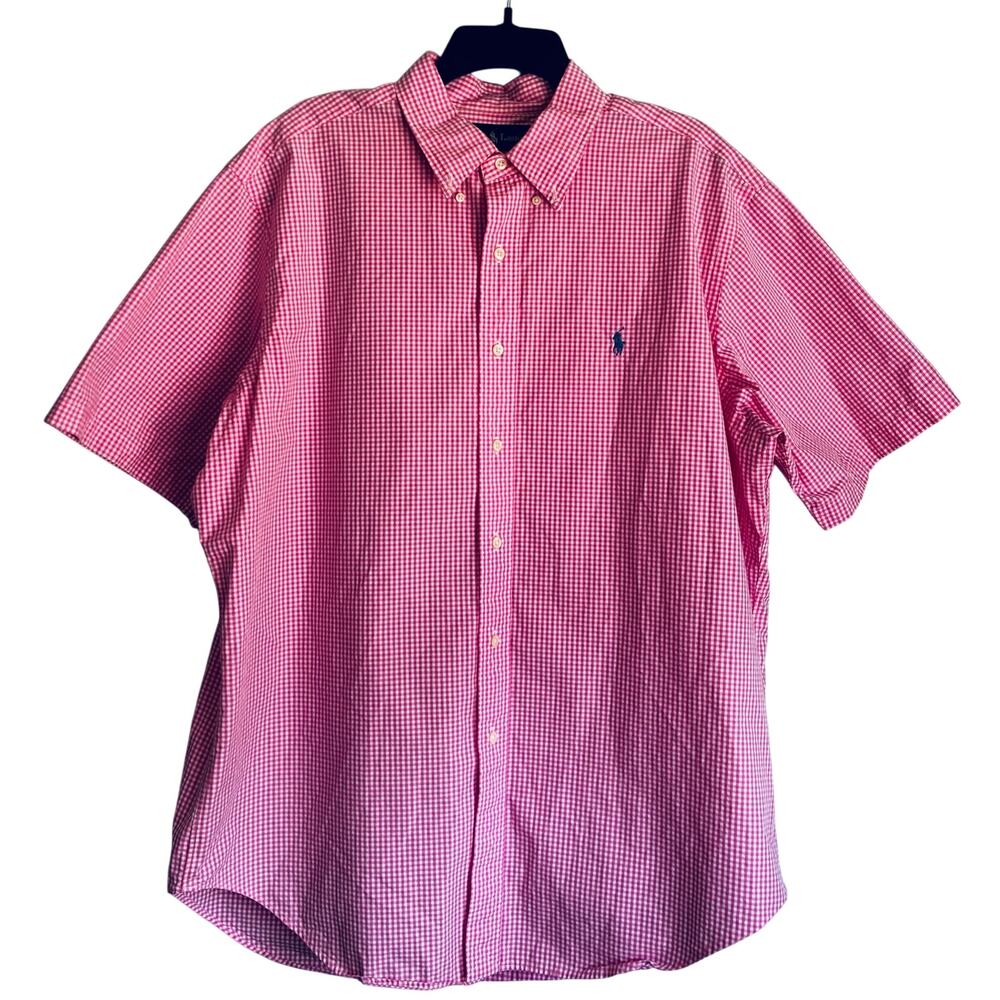 Ralph Lauren Classic Fit Short Sleeve Button Down Pink Checkered XL